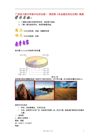 广西省大新中学高中化学 第四章《非金属及其化合物》教案 必修1
