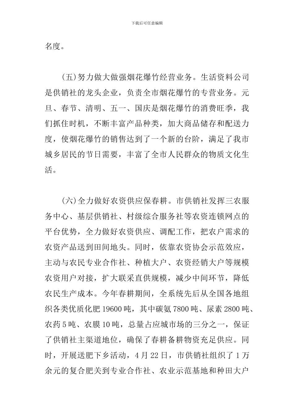 供销社2024年工作总结和2024年工作安排_第3页