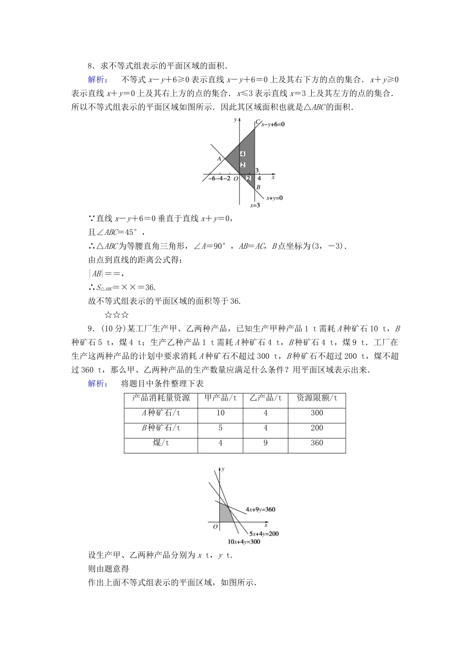 高中数学 第三章 不等式 3.4.1 二元一次不等式(组)与平面区域课后演练提升 北师大版必修5-北师大版高一必修5数学试题_第3页