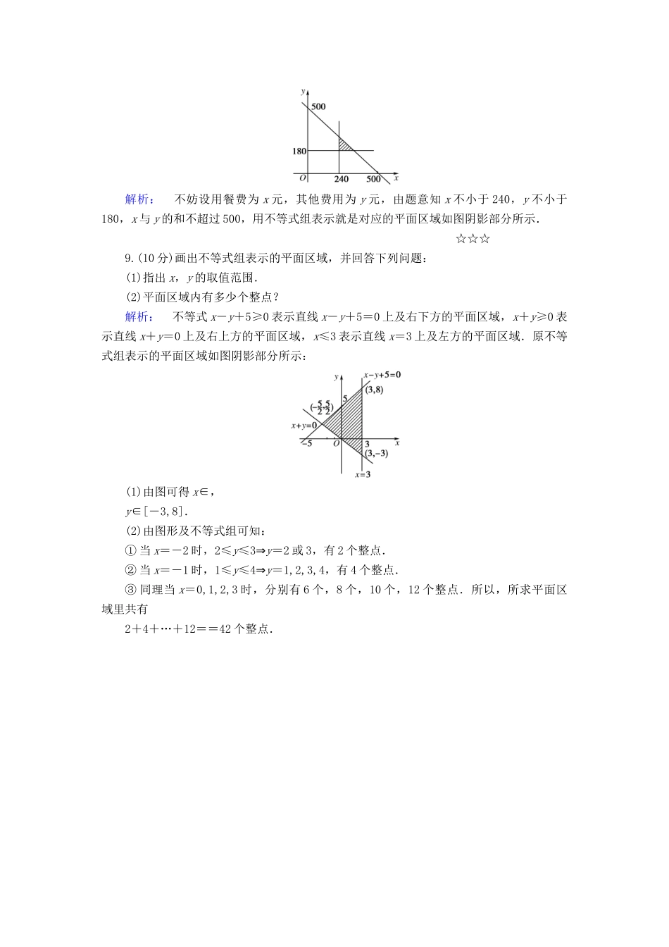 高中数学 第三章 不等式 3.3.1 二元一次不等式(组)与平面区域高效测评 新人教A版必修5-新人教A版高一必修5数学试题_第3页
