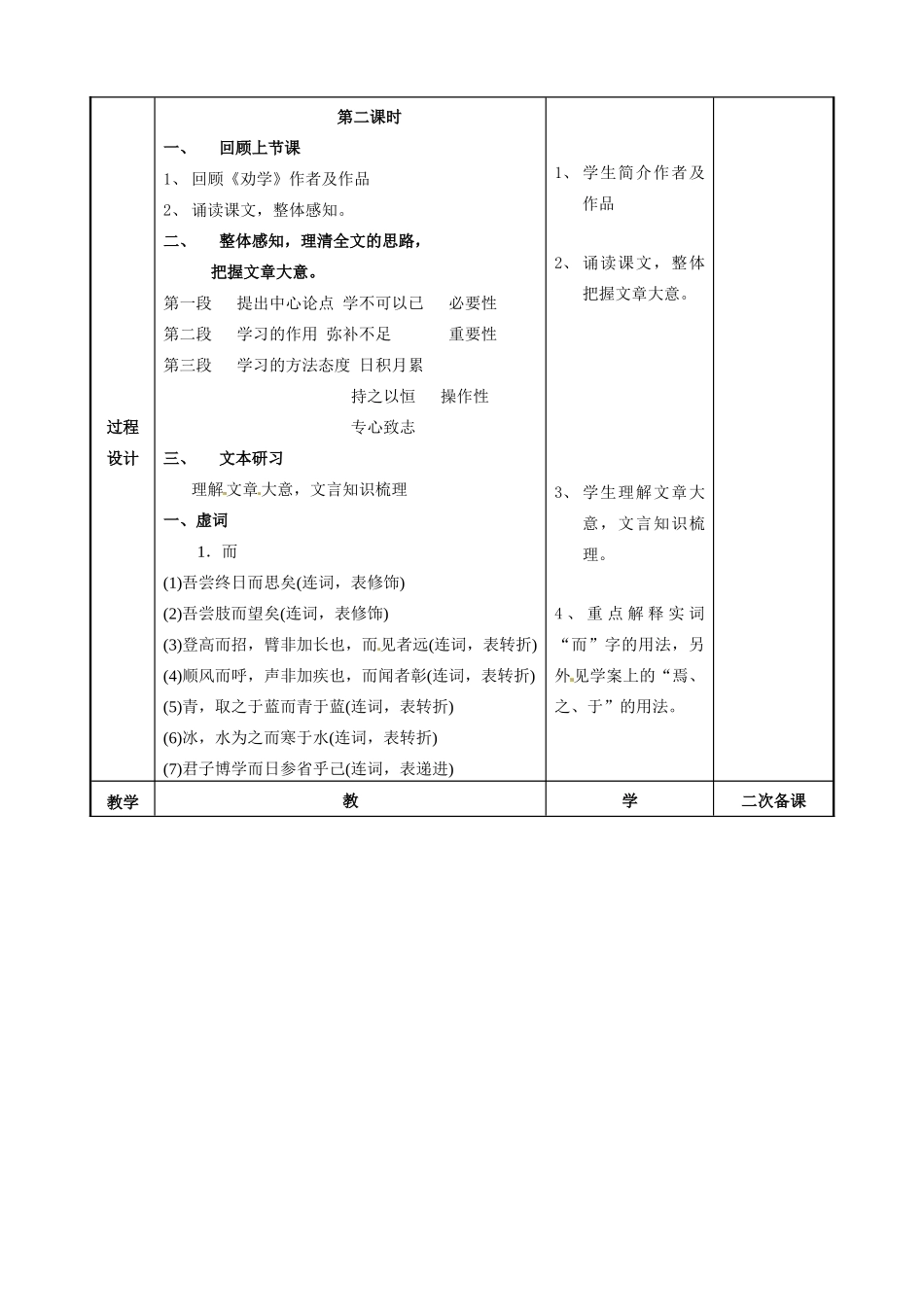 江苏省徐州市贾汪区建平中学高中语文《劝学》教案2 苏教版必修3_第2页