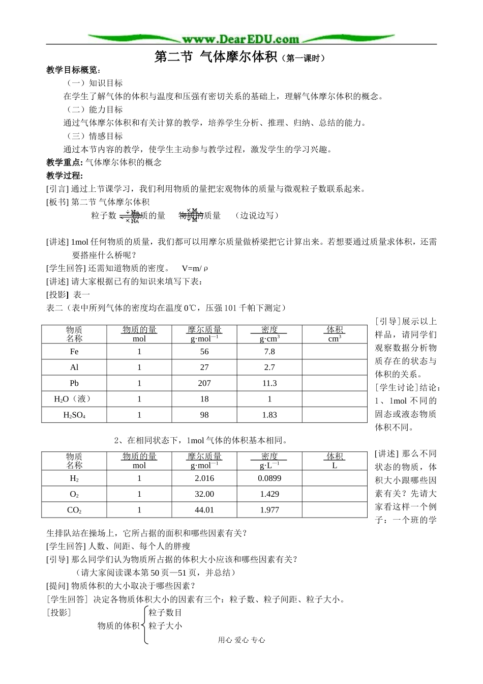 人教版高中化学第一册必修气体摩尔体积（1）_第1页