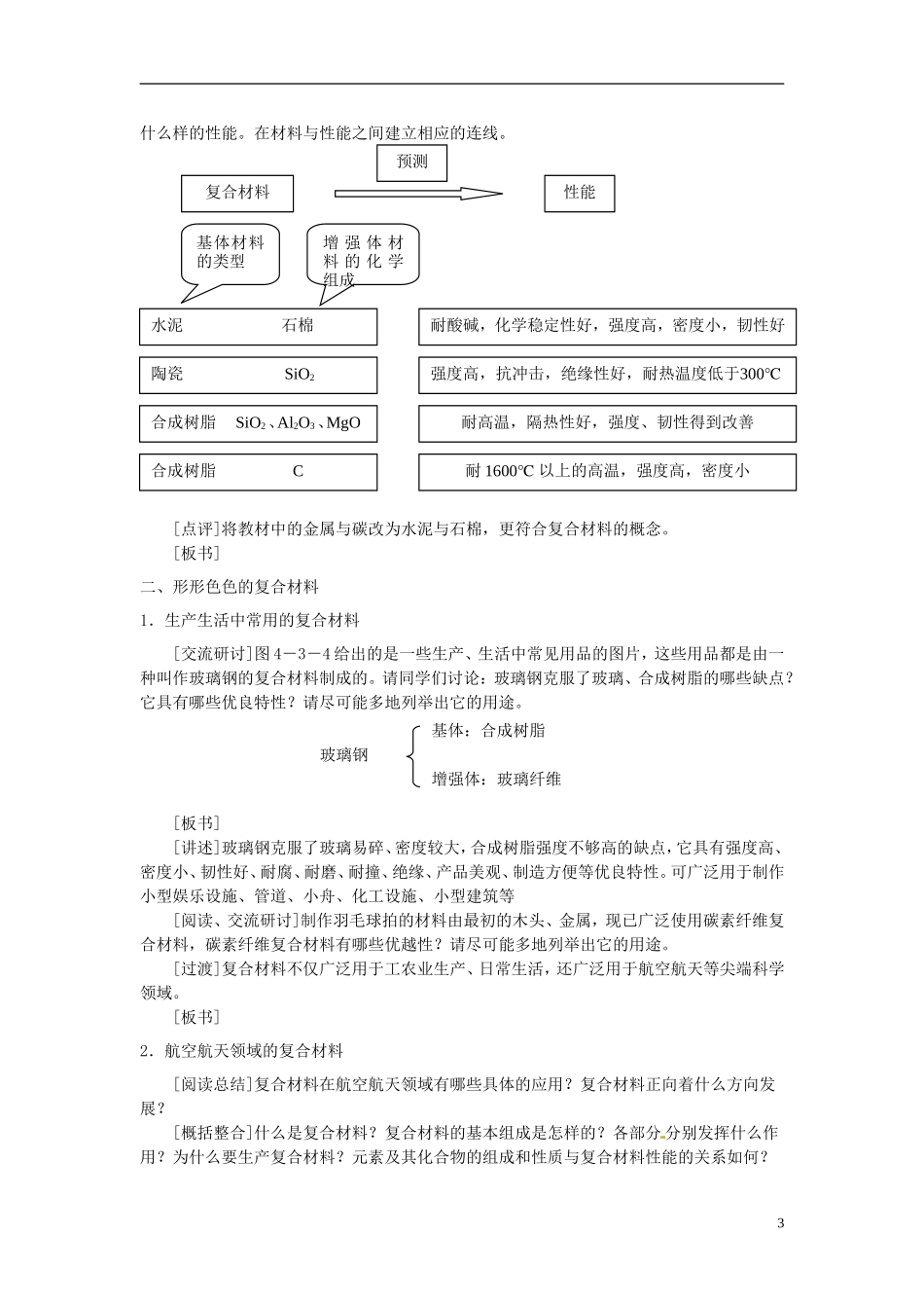 山东省冠县武训高级中学高中化学 第三节 复合材料教案 新人教版必修1_第3页