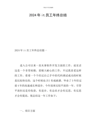 2024年it员工年终总结