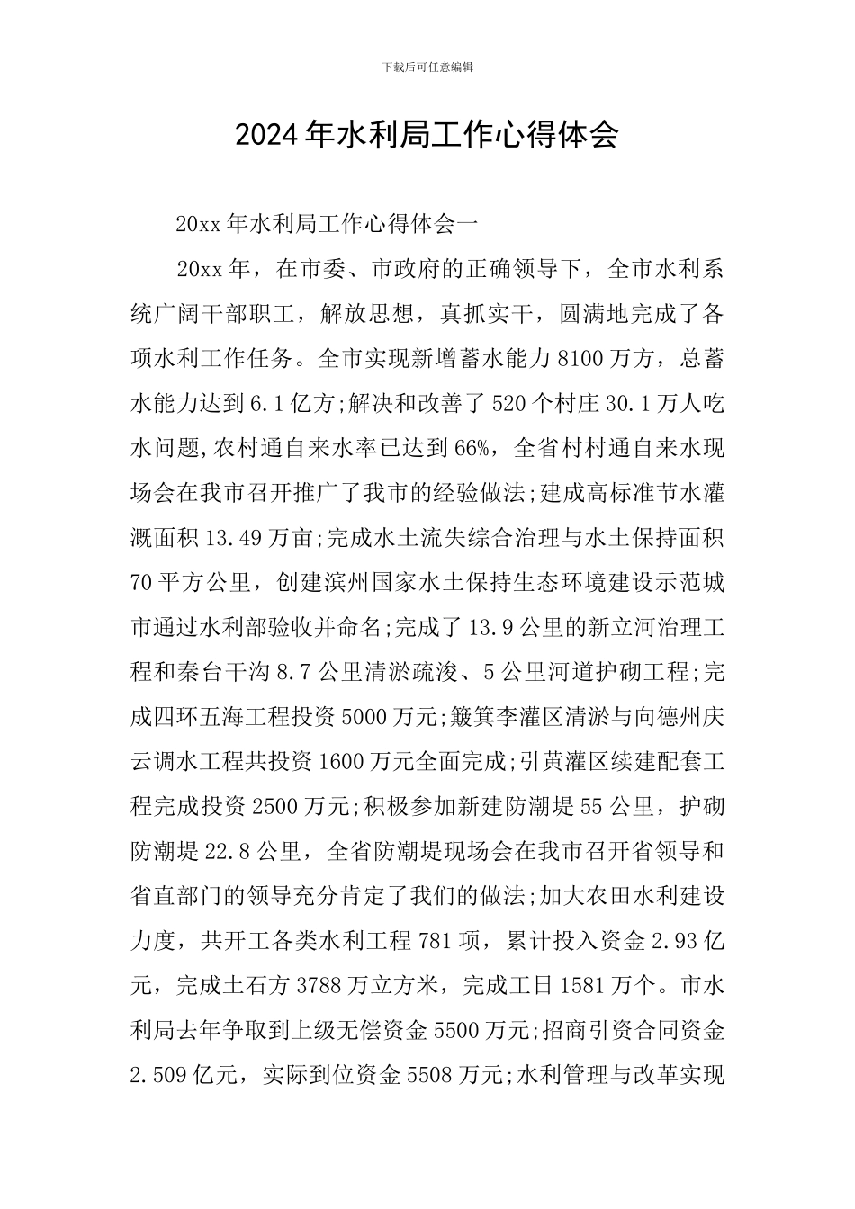 2024年水利局工作心得体会_第1页