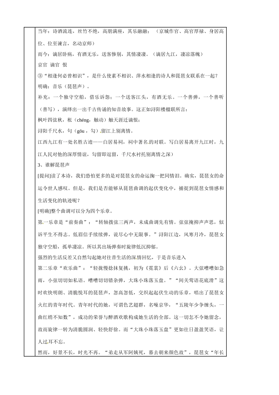 广东省德庆县莫村中学高中语文《第6课 琵琶行并序》第二课时教案 新人教版必修3_第2页