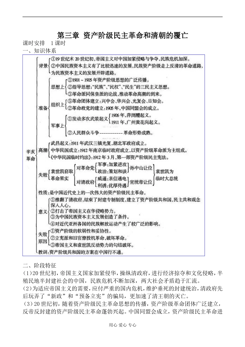 人教版高一历史上册第三章 资产阶级民主革命和清朝的覆亡教案_第1页