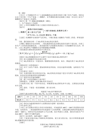 示范教案一第一节  接触法制硫酸(第二课时)