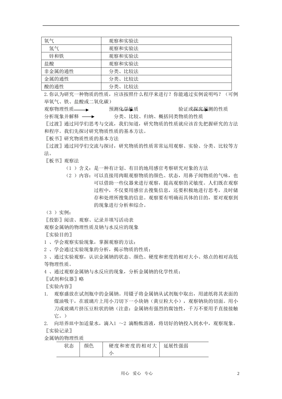 江苏省淮安中学高中化学 3.1金属的化学性质一教案 新人教版必修1_第2页