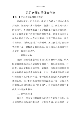 见习教师心得体会例文