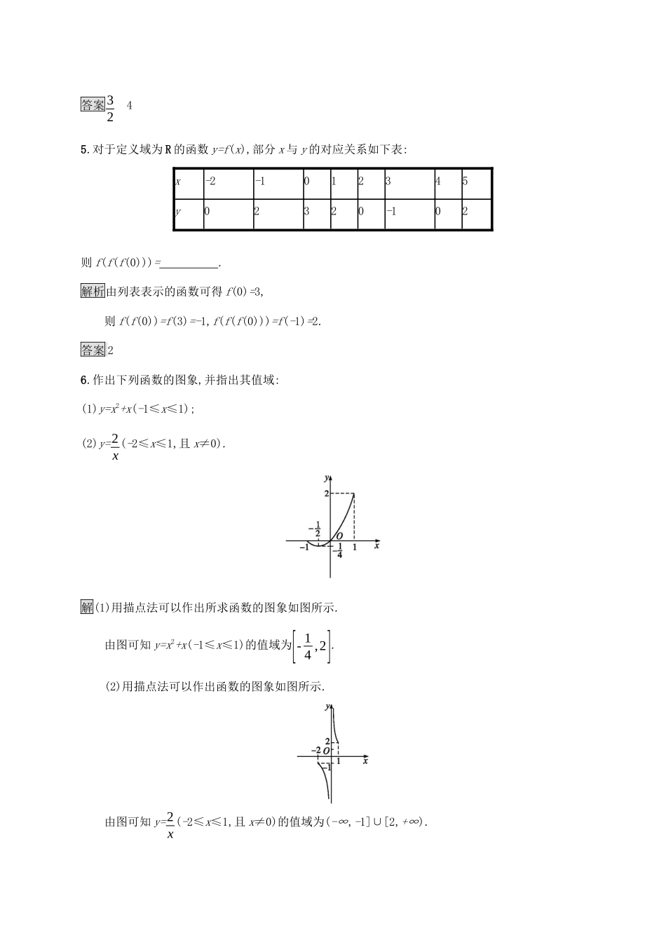 高中数学 第一章 集合与函数概念 1.2 函数及其表示 1.2.2 函数的表示法（第1课时）函数的表示法课后篇巩固提升（含解析）新人教A版必修1-新人教A版高一必修1数学试题_第2页