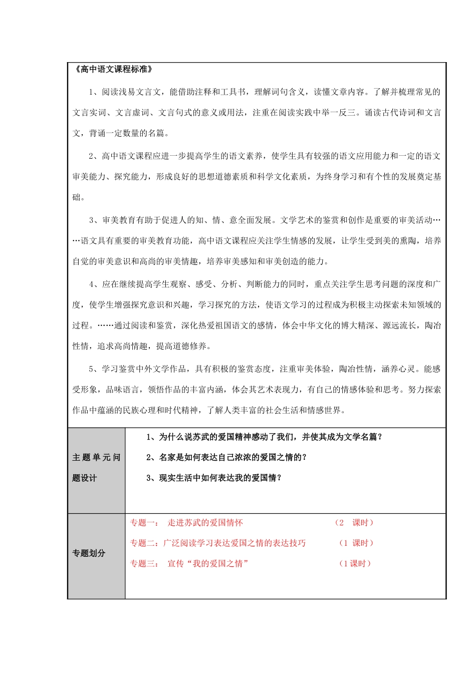山东省临沂市高中2012-2013学年高二语文 感悟汉之魂--苏武精神主题单元设计_第3页