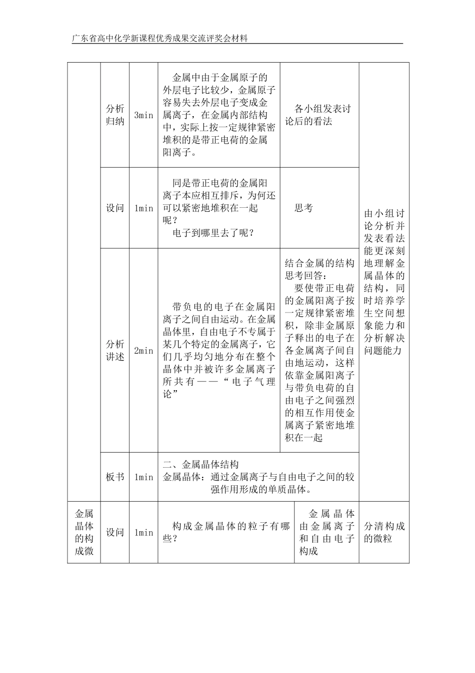 人教版高中化学选修3《金属晶体》教学设计交流版_第3页
