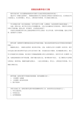 高中语文教师竞赛作品《林黛玉进贾府》设计方案 苏教版必修2