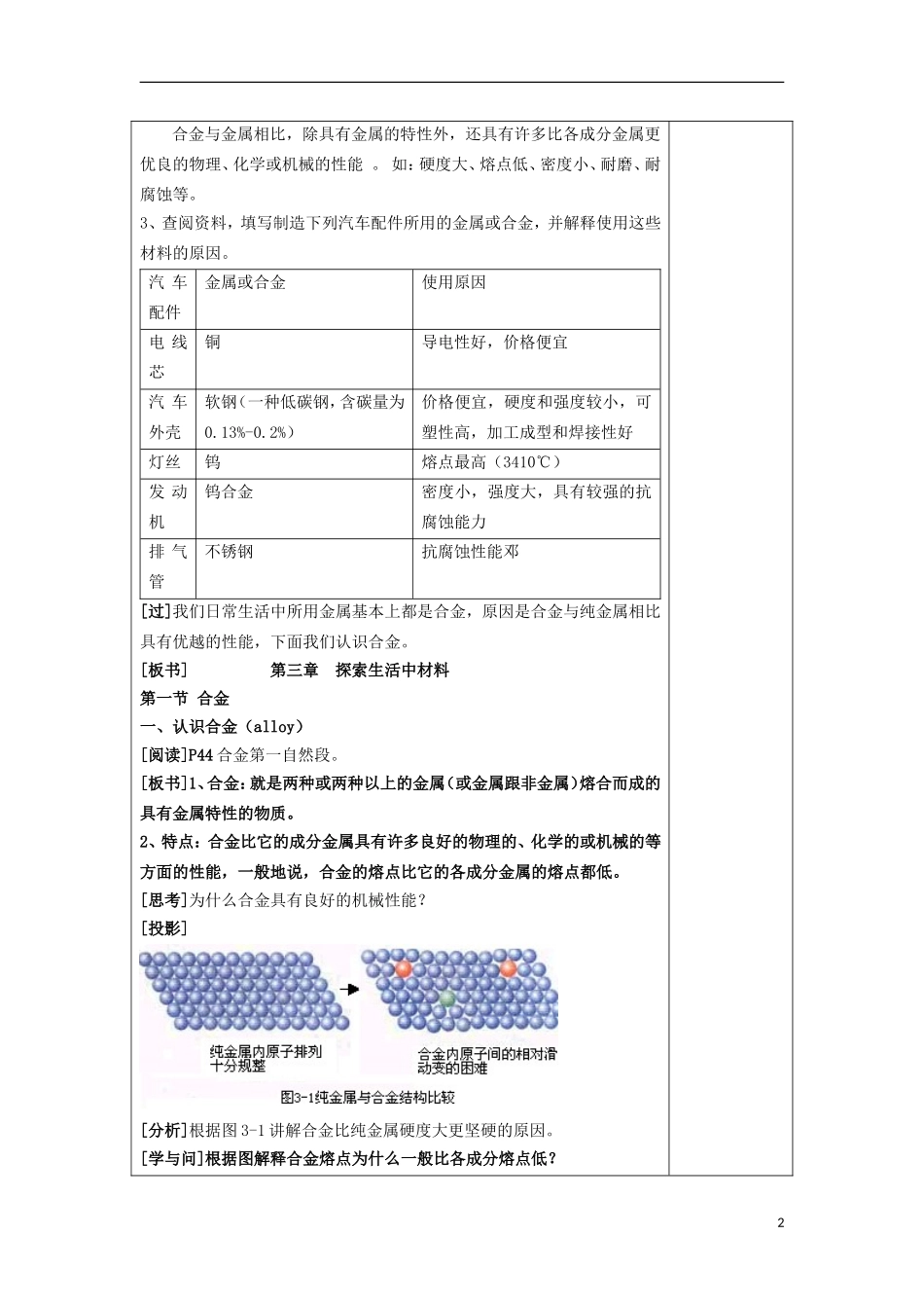 江苏省平潮高级中学高中化学集体备课 《第三章 探索生活材料》第一节　合金教案 苏教版选修1_第2页