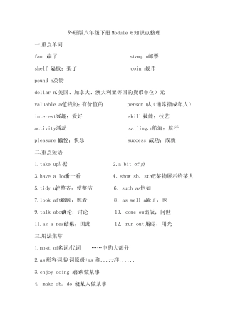 (完整版)外研版八年级下册Module6知识点整理