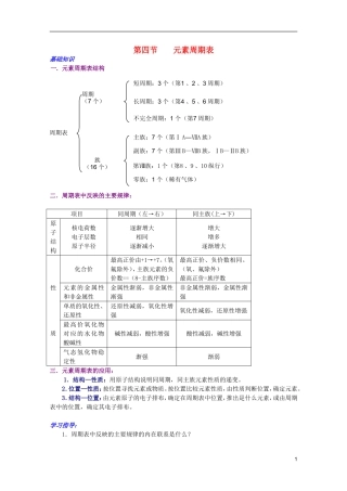 江西乐安一中高一化学 26节第四 元素周期表培优教案
