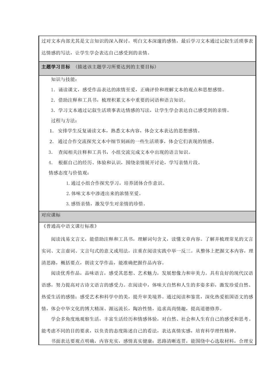 山东省淄博市六中2012-2013学年高二语文 书卷中的浓情至爱主题单元设计 鲁教版_第2页