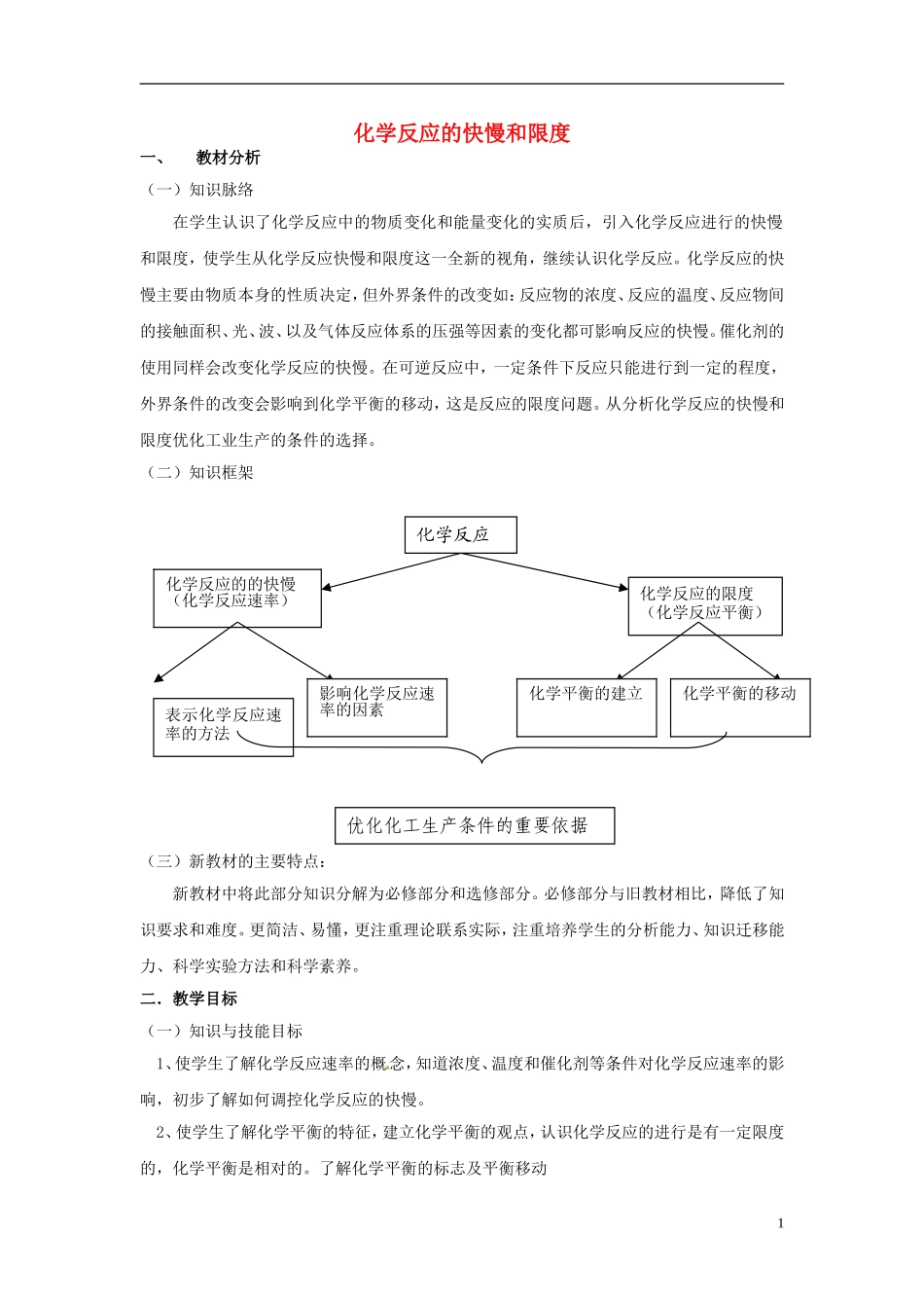 山东省招远市第二中学高中化学《化学反应的快慢和限度》教案 苏教版必修2_第1页