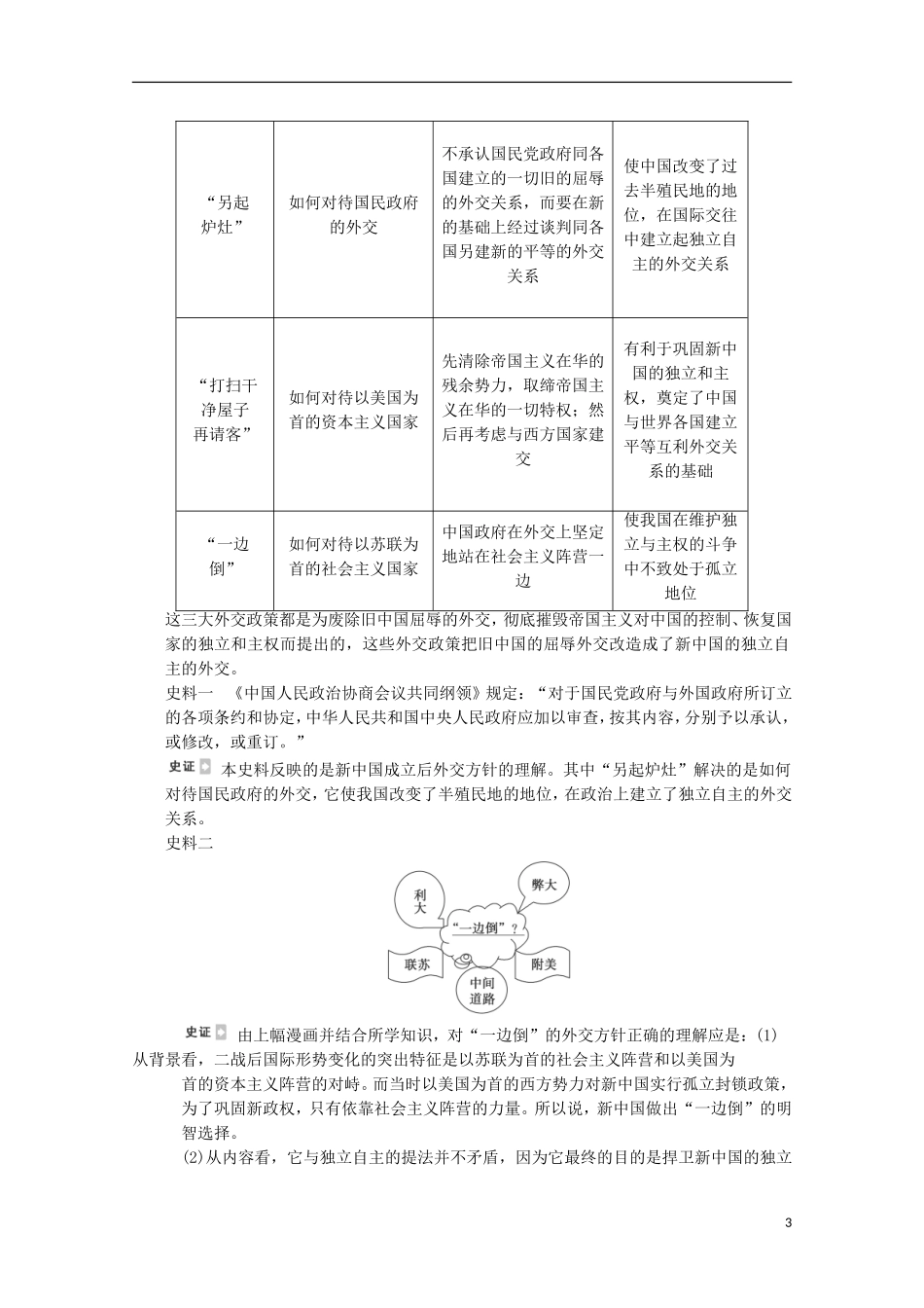 广东省佛山市高三历史 第15讲《屹立于世界民族之林 新中国外交》说课稿_第3页