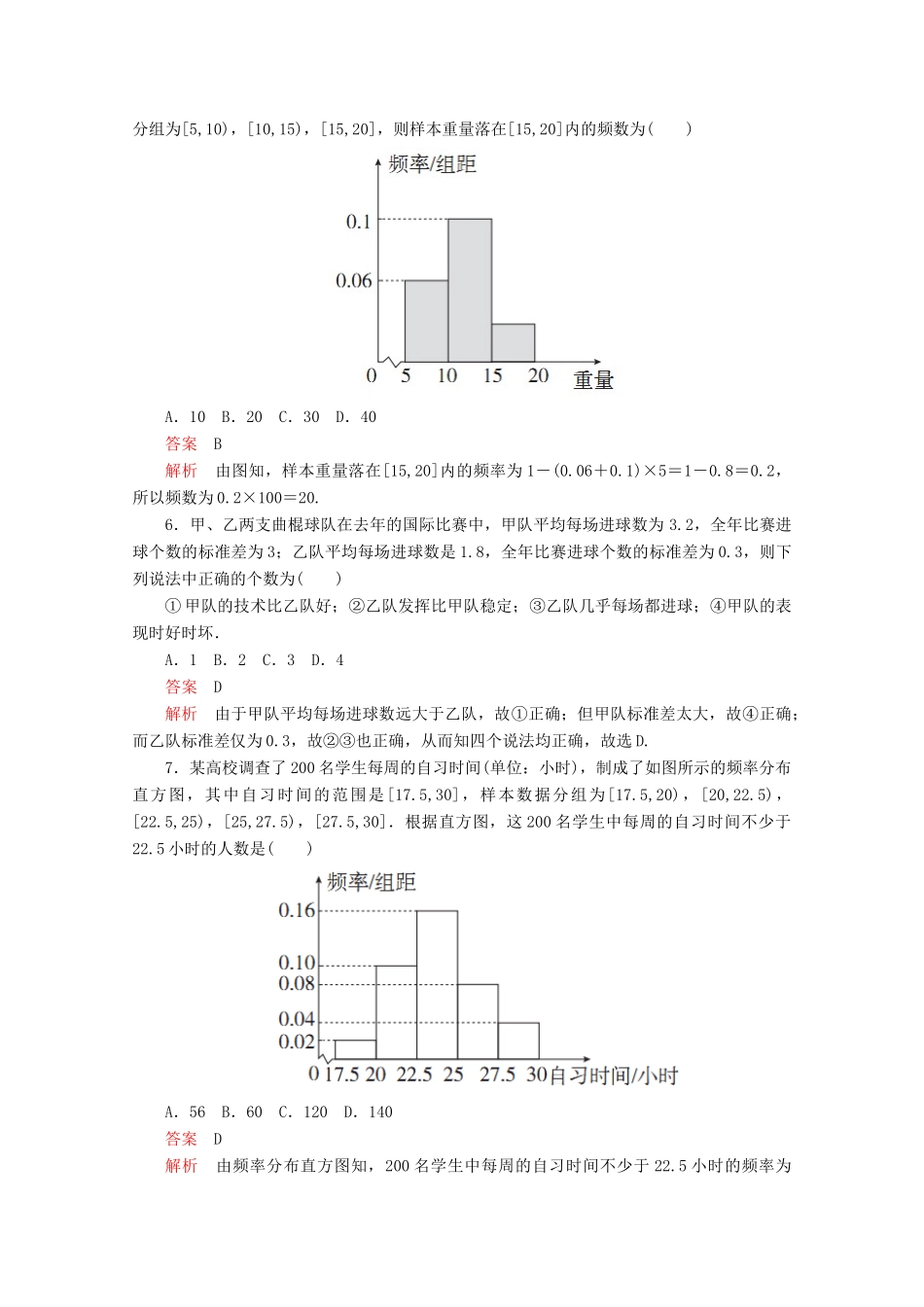 高中数学 第9章 统计单元质量测评 新人教A版必修第二册-新人教A版高一第二册数学试题_第2页