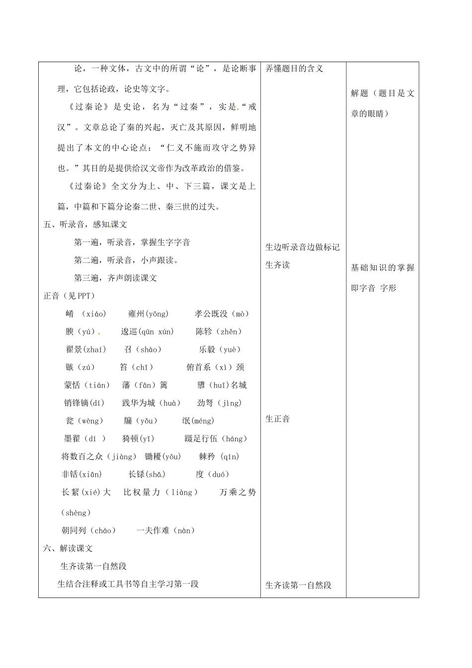 四川省邻水县坛同中学高二语文《过秦论（第一课时）》教案_第2页
