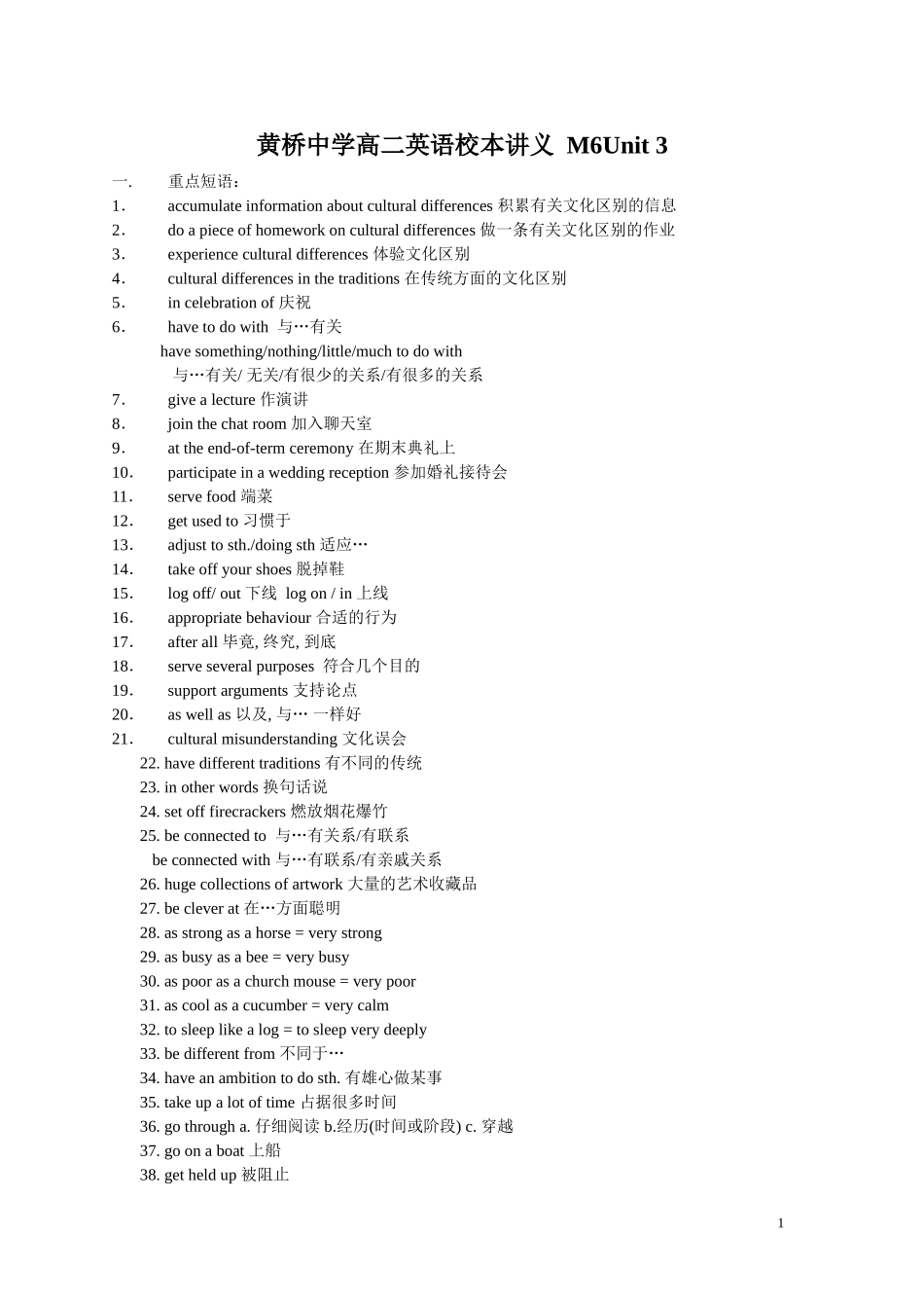 江苏省黄桥中学高二英语校本讲义 M6Unit3 译林牛津版选修6_第1页