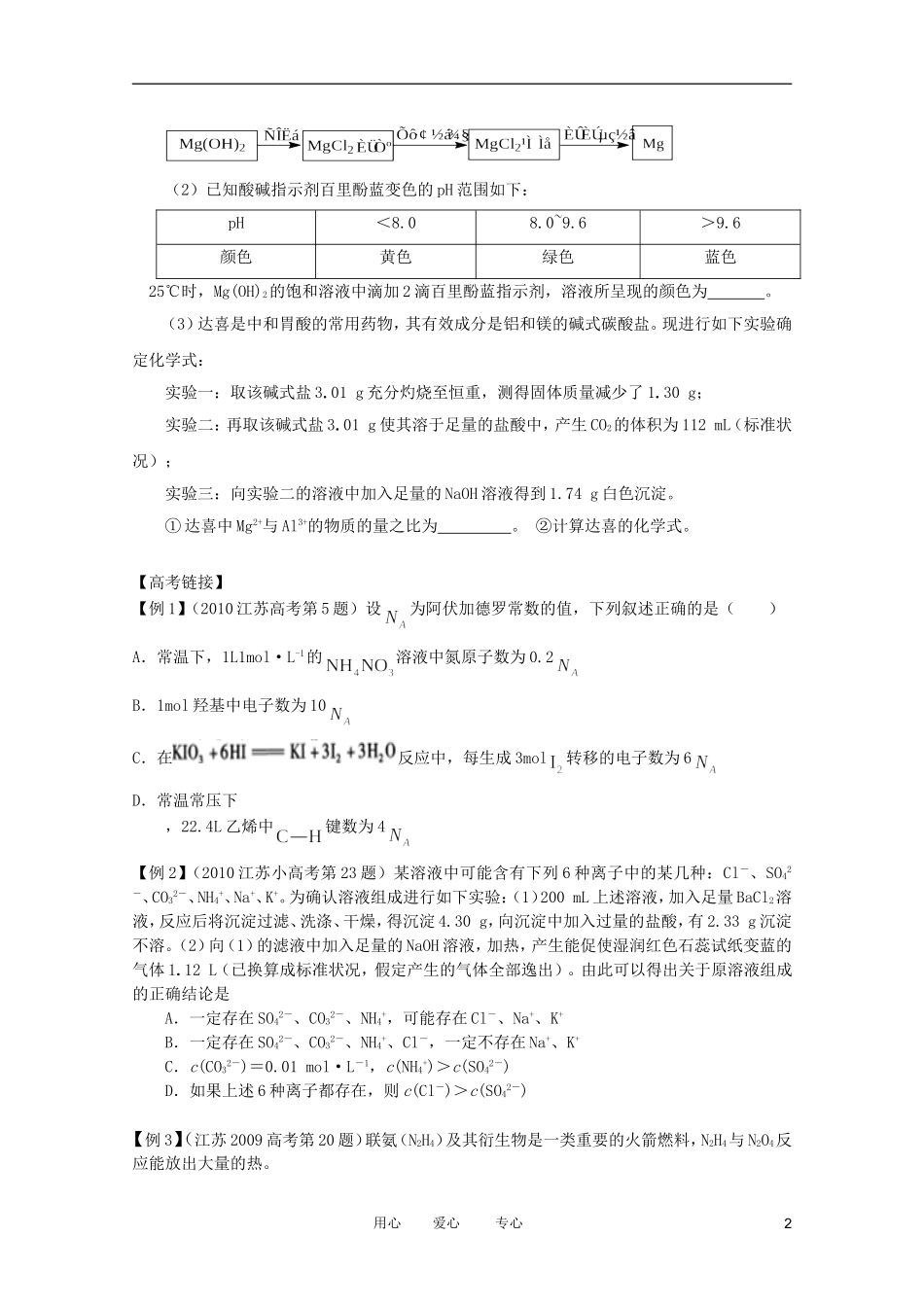江苏省兴化市2011高三化学二轮复习 专题十九  化学计算 指导性教案_第2页