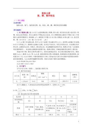 江西省乐安一中高二化学 03氮、磷、氨和铵盐培优教案