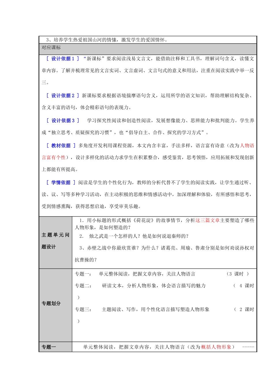 山东省威海市一中2012-2013学年高一语文 独具魅力的人物语言主题单元设计 鲁教版_第3页