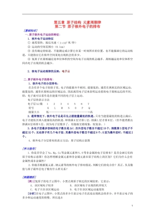 江西乐安一中高一化学 24原子核外电子的排布培优教案