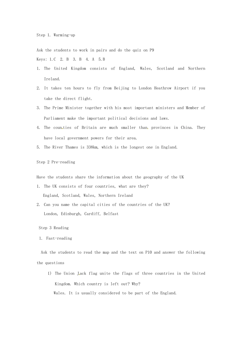 山东省菏泽一中2014高中英语 Unit 2 The United Kingdom Period One教案 新人教版必修5_第2页