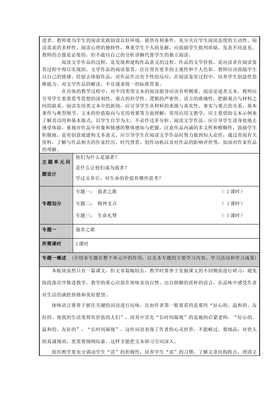 山东省潍坊市潍坊中学2012-2013学年高二语文 热爱生活，珍爱生命主题单元设计 鲁教版_第3页