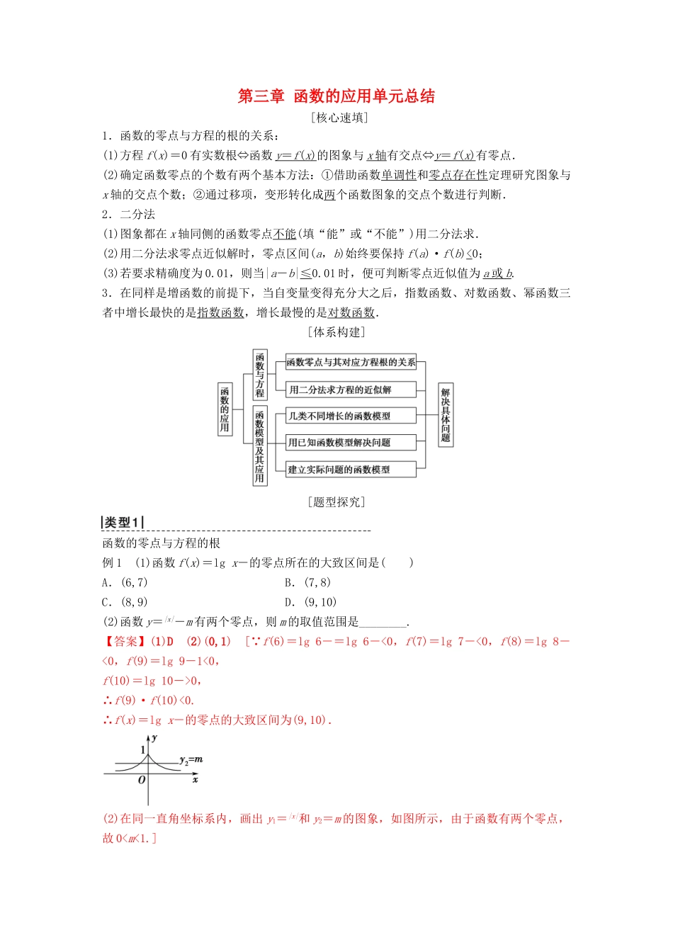 高中数学 第3章 函数的应用单元总结 新人教A版必修1-新人教A版高一必修1数学试题_第1页