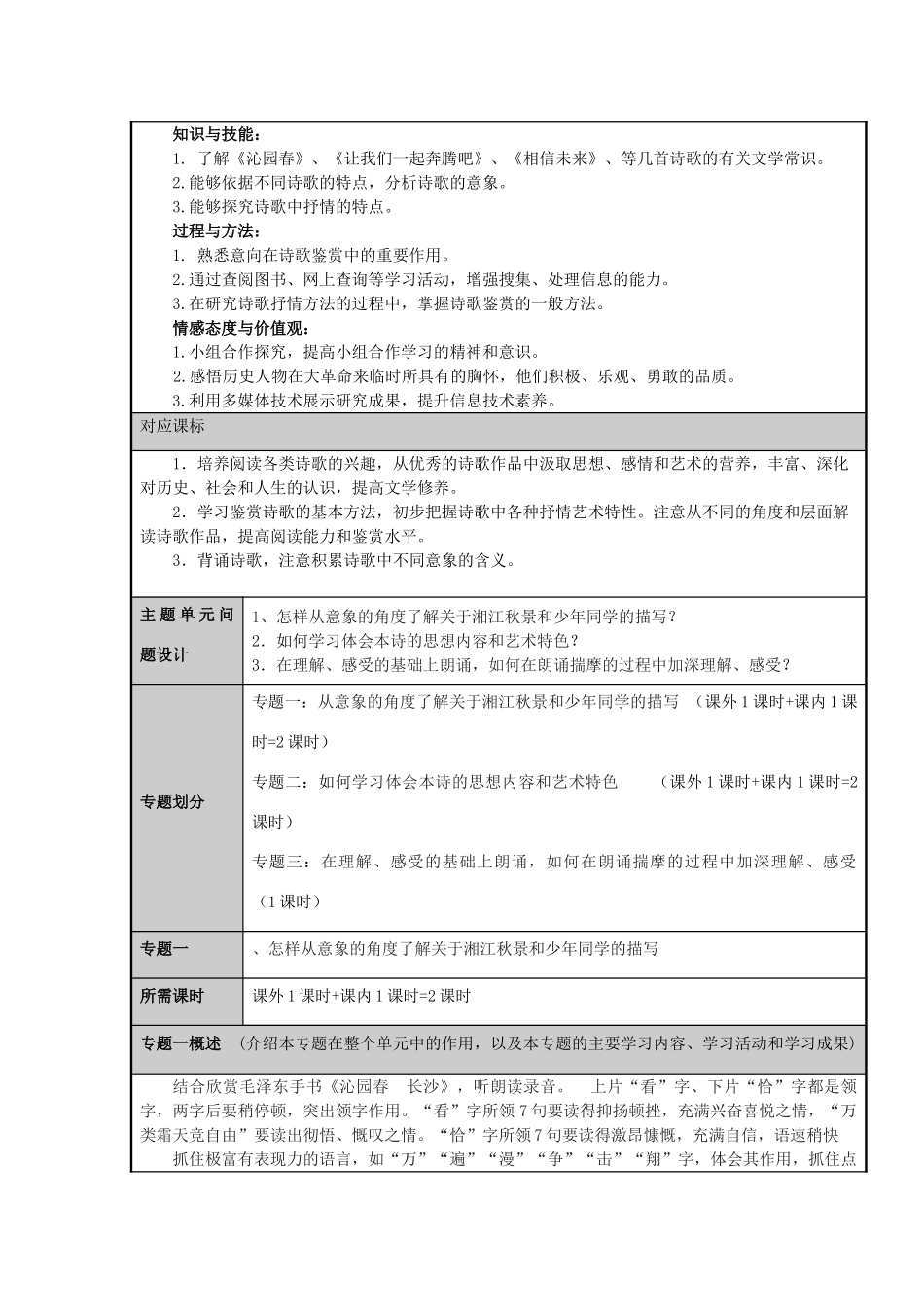 山东省潍坊市潍坊中学2012-2013学年高二语文 诗歌意象的分析、情景特点主题单元设计 鲁教版_第2页