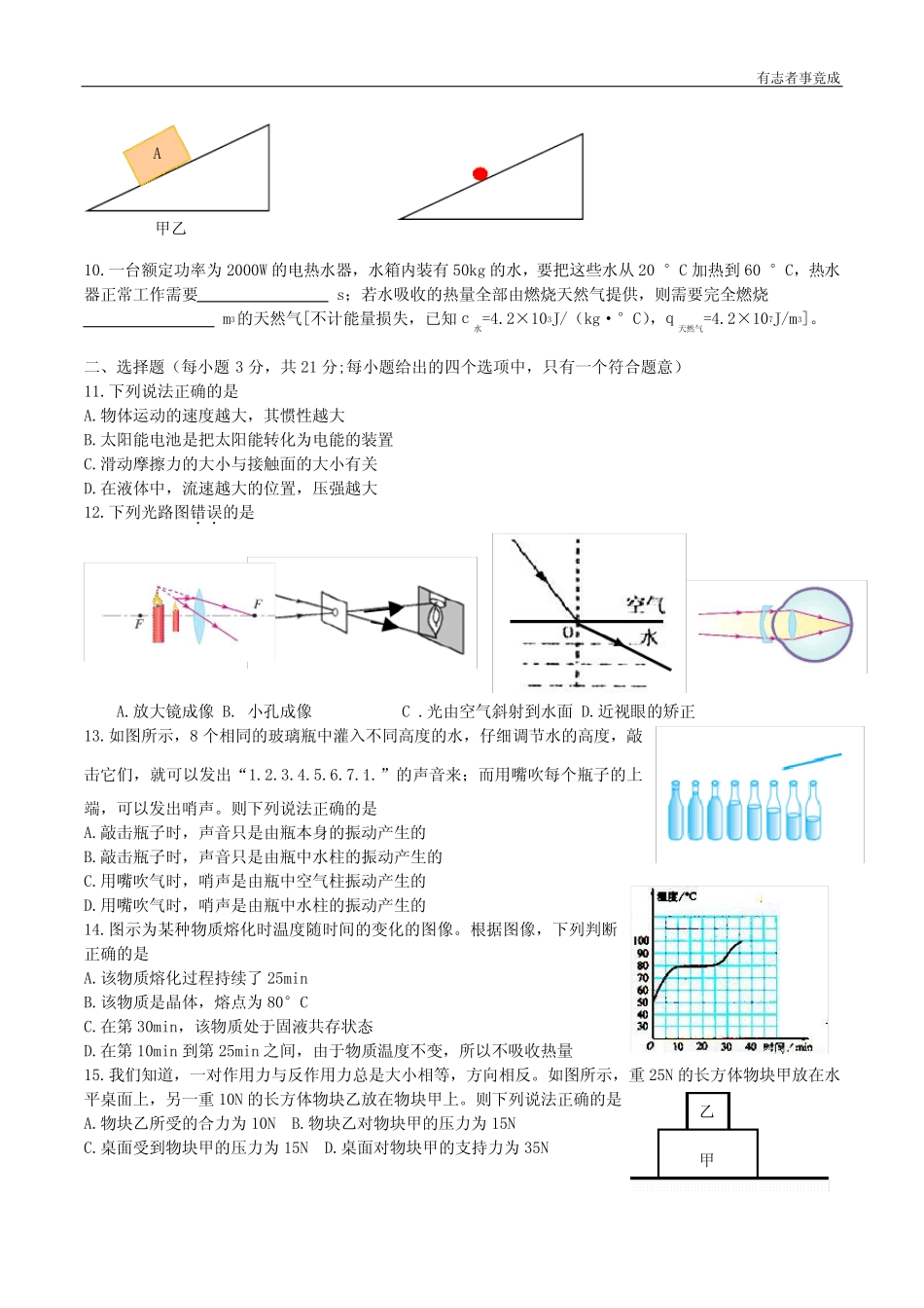 2018年安徽省初中学业水平考试及答案(word) _第2页