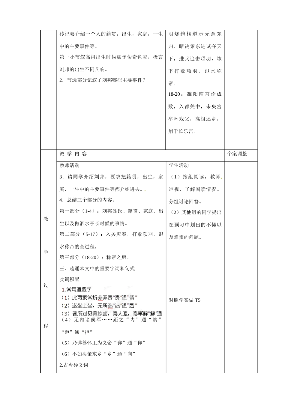江苏省新沂市第二中学高二语文 高祖本纪1教案 新人教版_第2页