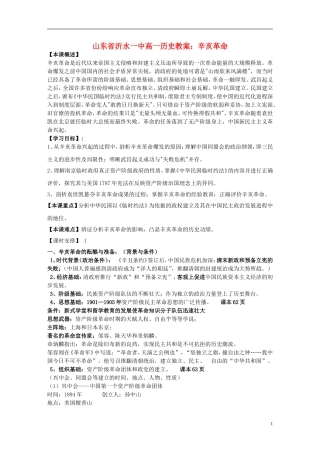 山东省沂水一中高一历史 辛亥革命教案