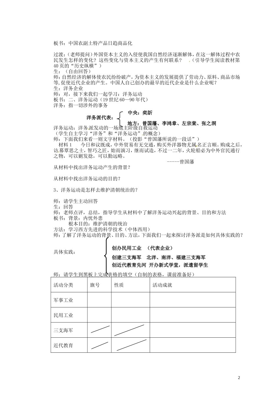 湖南省蓝山二中2014年高中历史《第9课 近代中国经济结构的变动》教案 新人教版必修2_第2页