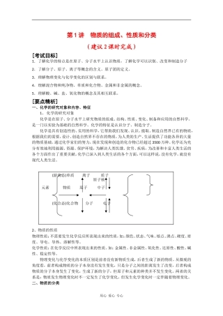 广东省红城中学2010届高三化学复习教案：第1讲 物质的组成、性质和分类 新人教版