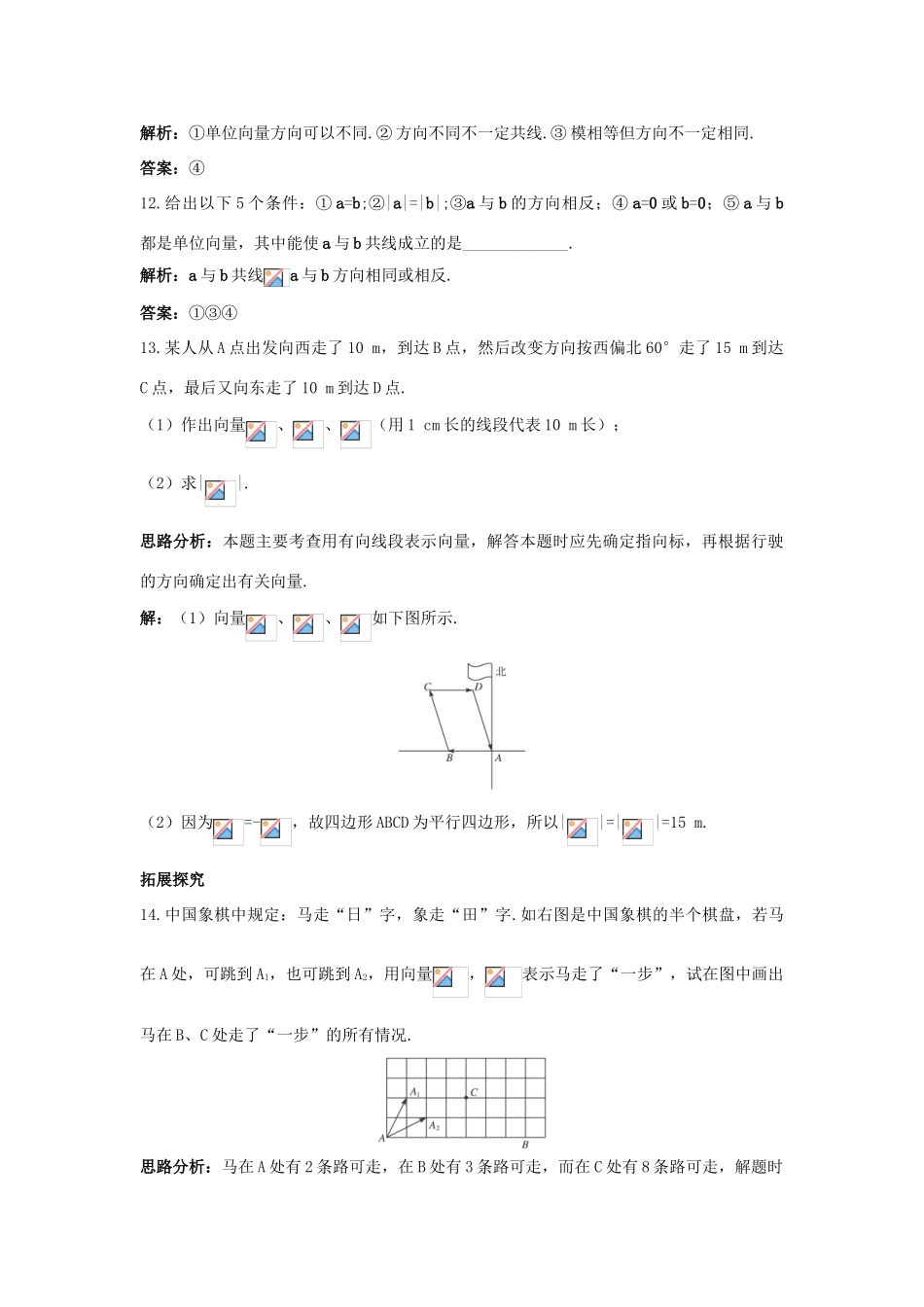 高中数学 第2章 平面向量 2.1 向量的概念及表示课后导练 苏教版必修4-苏教版高一必修4数学试题_第3页