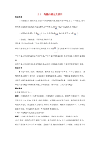 高中数学 第2章 平面向量 2.1 向量的概念及表示知识导航 苏教版必修4-苏教版高一必修4数学试题