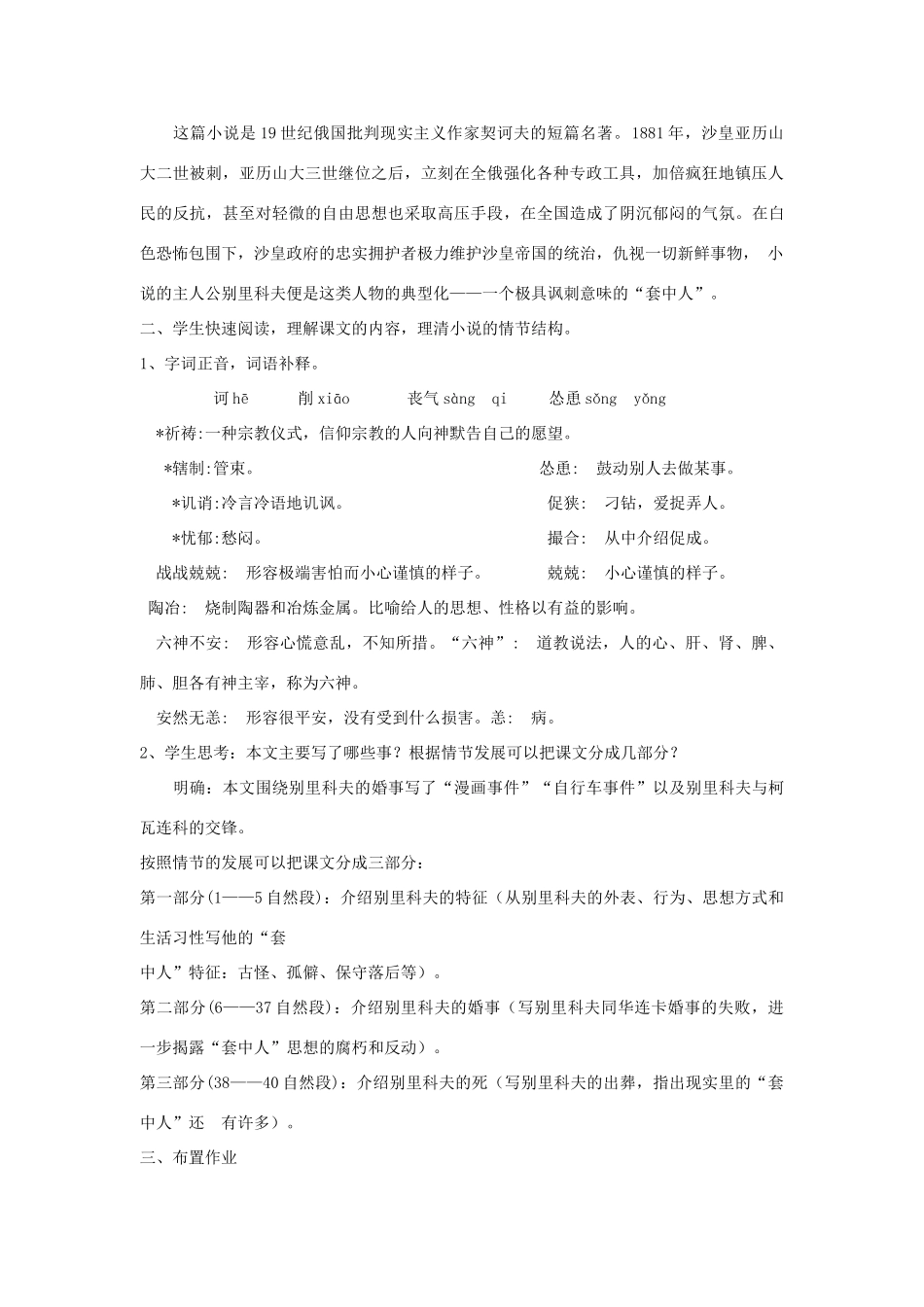 高中语文《装在套子里的人》教案2 新人教版必修5_第3页