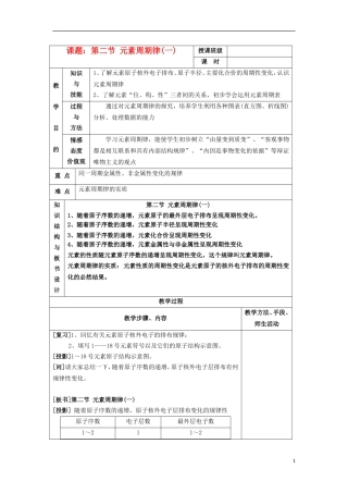 江苏省平潮高级中学高中化学集体备课 《第一章 物质结构元素周期律》第二节 元素周期律教案 苏教版必修2