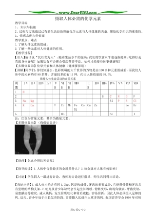苏教版高中化学选修1摄取人体必需的化学元素
