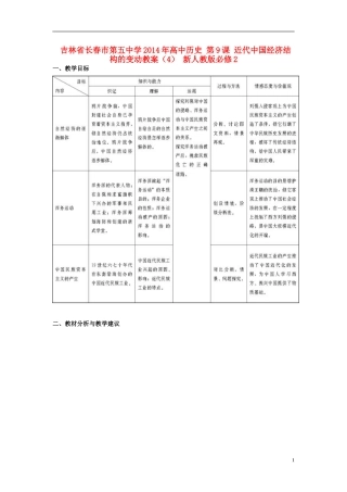 吉林省长春市第五中学2014年高中历史 第9课 近代中国经济结构的变动教案（1） 新人教版必修2
