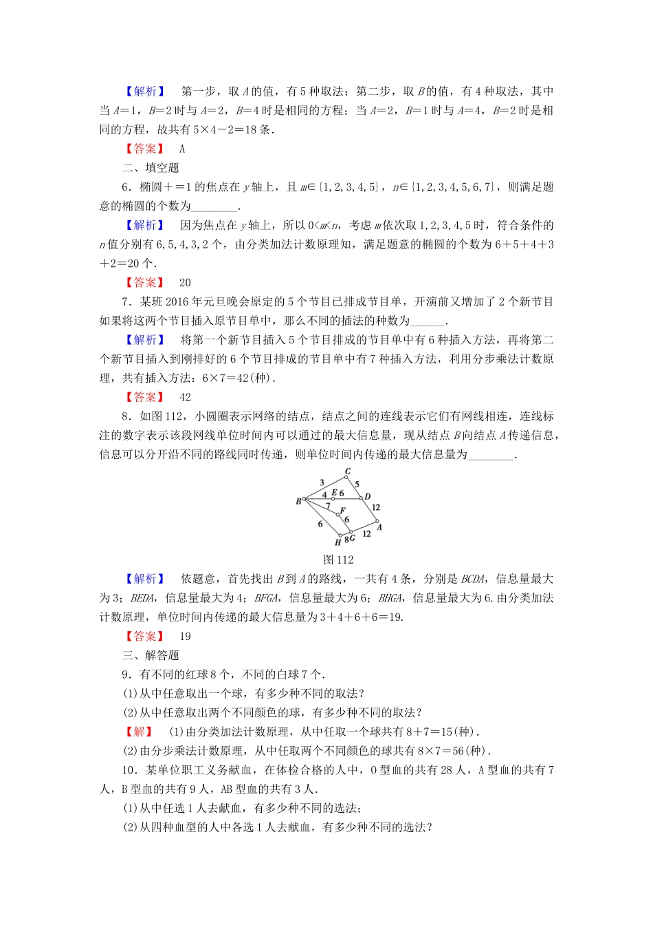 高中数学 第1章 计数原理 1.1 第1课时 分类加法计数原理与分步乘法计数原理学业分层测评 新人教A版选修2-3-新人教A版高一选修2-3数学试题_第2页