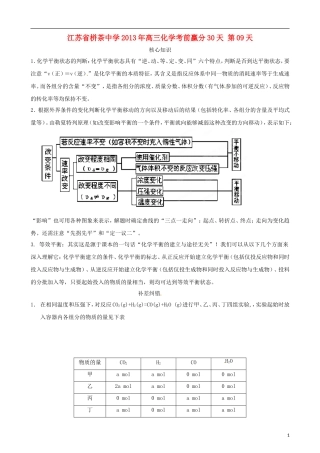江苏省栟茶中学2013年高三化学考前赢分30天 第09天