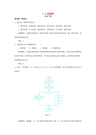 高中数学 第1章 算法初步 1.2 流程图自主练习 苏教版必修3-苏教版高一必修3数学试题
