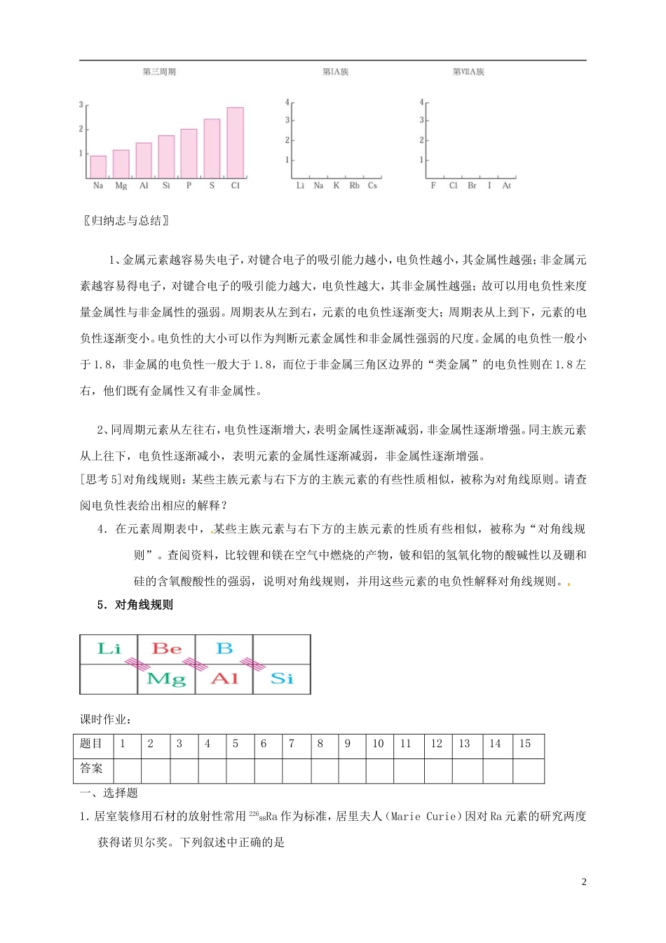 山东省单县职高2013-2014年高中化学 1.2原子结构与元素的性质（第3课时）教案 新人教版选修3_第2页